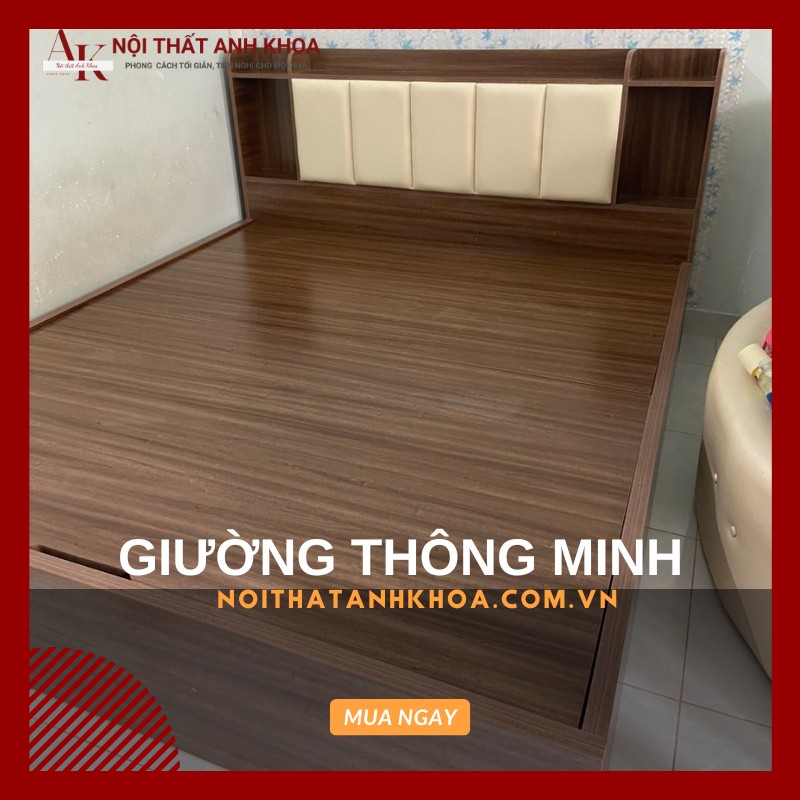 Giường ngủ thông minh gỗ công nghiệp màu nâu Giường ngủ thông minh gỗ công nghiệp màu nâu