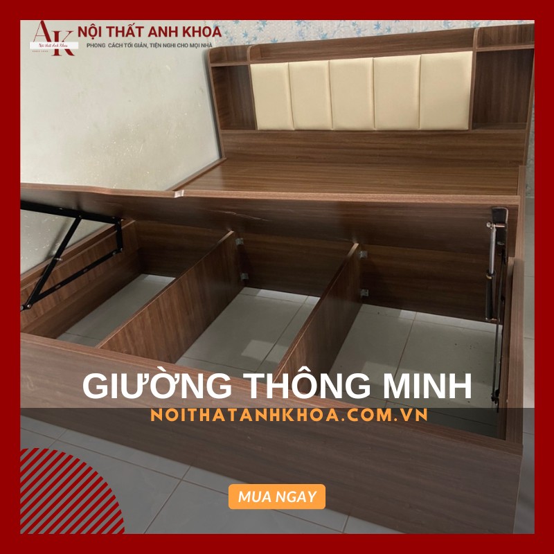 Giường ngủ thông minh gỗ công nghiệp màu nâu Giường ngủ thông minh gỗ công nghiệp màu nâu