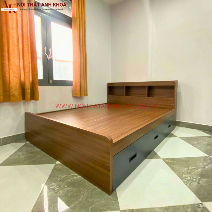 Giường ngủ thông minh gỗ công nghiệp gam màu nâu ấm áp Giường ngủ thông minh gỗ công nghiệp gam màu nâu ấm áp