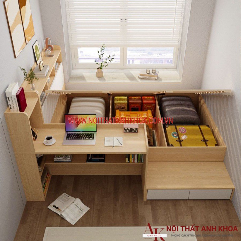 Giường Ngủ Thông Minh Kết Hợp Bàn Làm Việc Gỗ Công Nghiệp Giường Ngủ Thông Minh Kết Hợp Bàn Làm Việc Gỗ Công Nghiệp