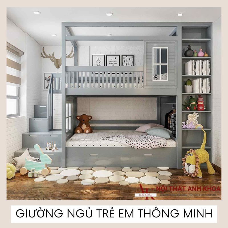 Giường Ngủ Trẻ Em Thông Minh Gỗ Công Nghiệp