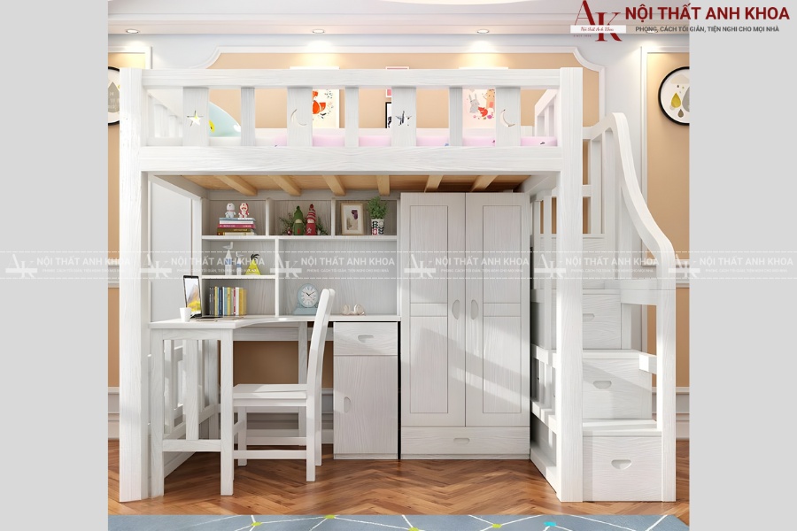 Mẫu giường tầng kết hợp bàn học hiện đại cho bé Mẫu giường tầng kết hợp bàn học hiện đại cho bé