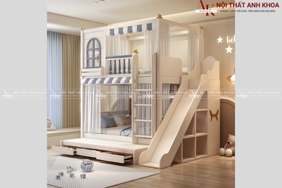Mẫu giường tầng có cầu trượt - An toàn, tuyệt đối Mẫu giường tầng có cầu trượt - An toàn, tuyệt đối