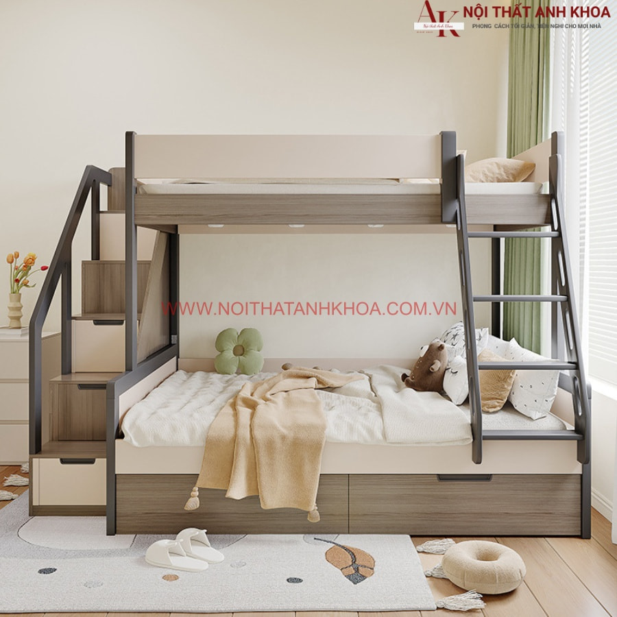 Giường tầng cho bé trai gỗ công nghiệp gam màu tươi sáng Giường tầng cho bé trai gỗ công nghiệp gam màu tươi sáng