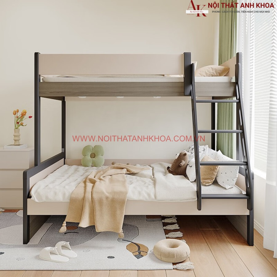 Giường tầng cho bé trai gỗ công nghiệp phối màu đẹp hiện đại, sang trọng Giường tầng cho bé trai gỗ công nghiệp phối màu đẹp hiện đại, sang trọng