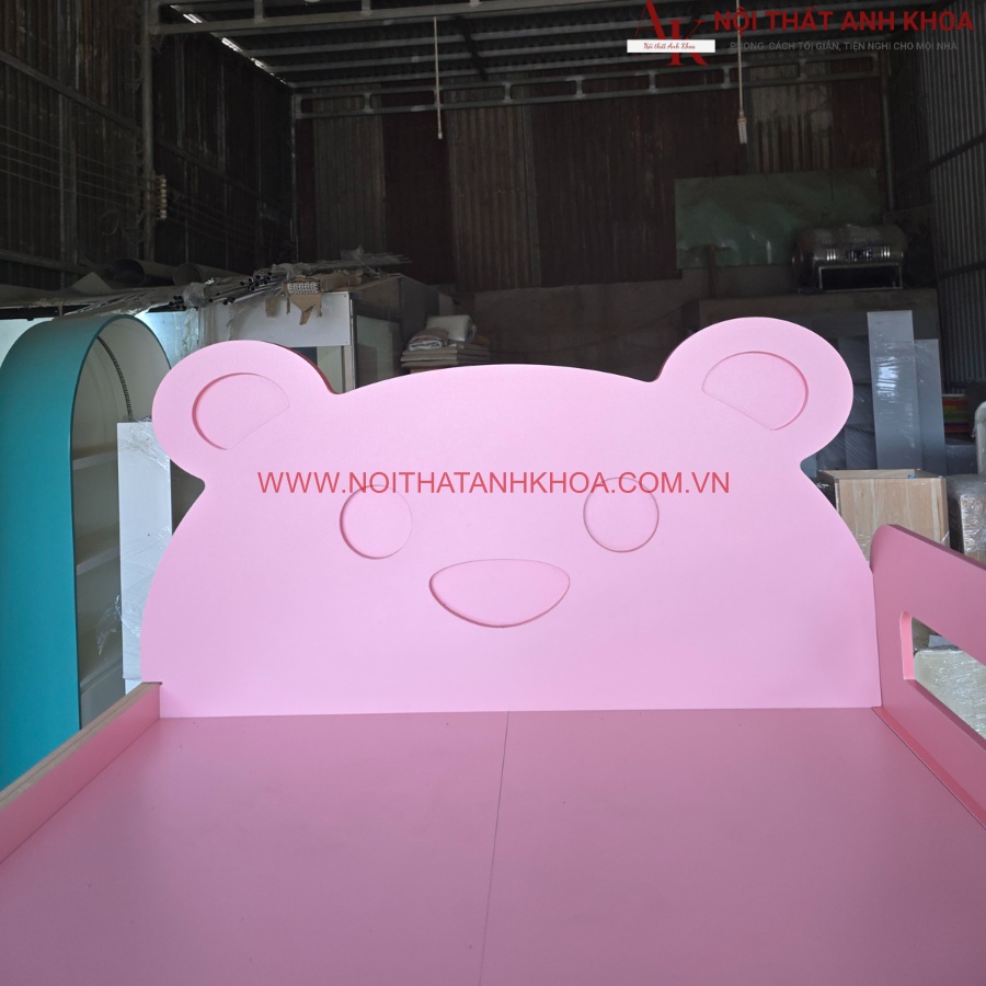 Giường tầng cho bé kết hợp tủ quần áo màu hồng phối trắng Giường tầng cho bé kết hợp tủ quần áo màu hồng phối trắng