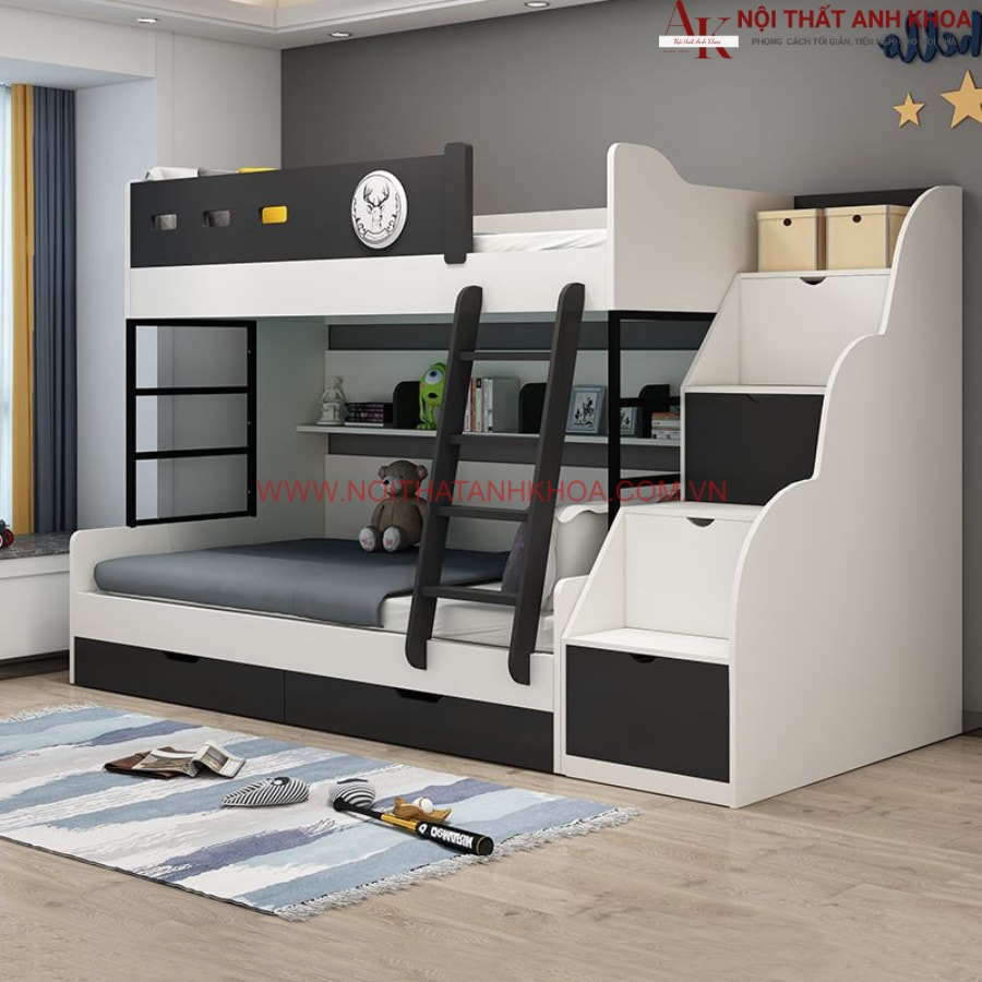 Giường tầng gỗ công nghiệp MDF cứng cáp, bền bỉ Giường tầng gỗ công nghiệp MDF cứng cáp, bền bỉ