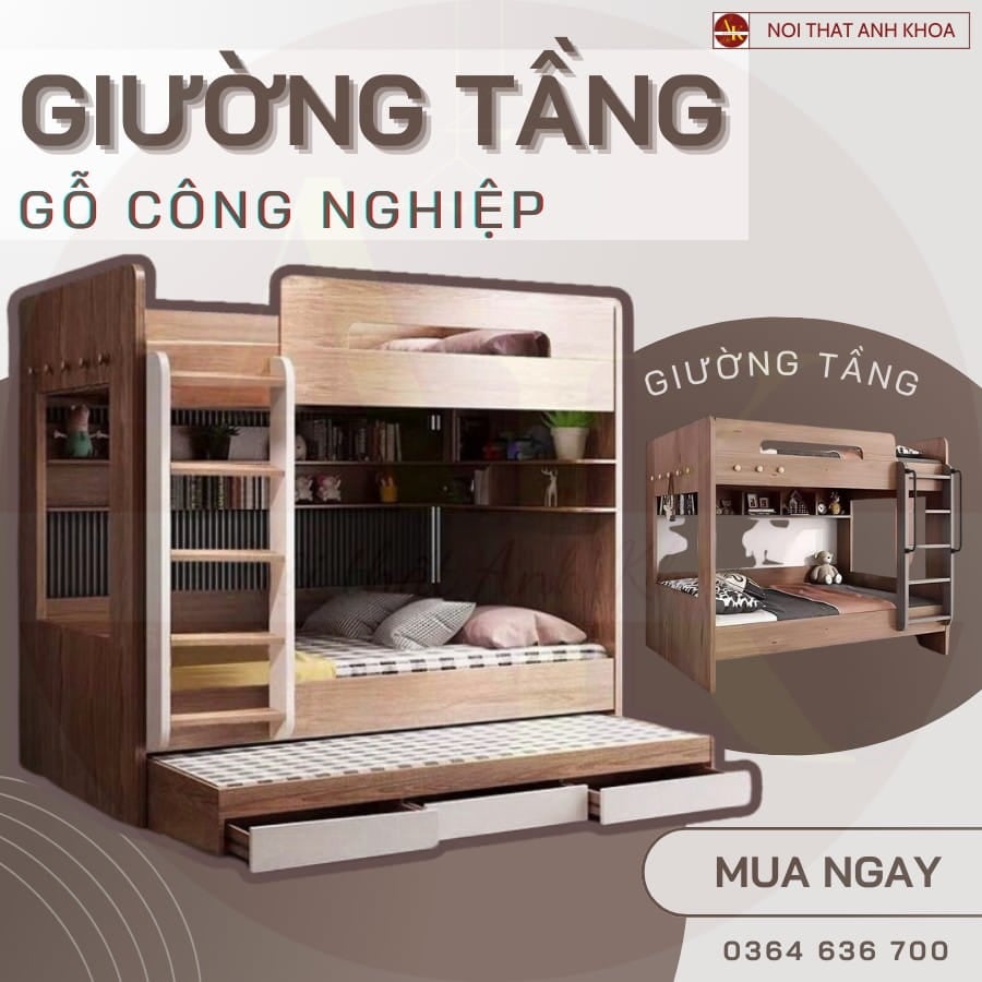 Giường tầng được làm từ gỗ công nghiệp MDF hiện đại Giường tầng được làm từ gỗ công nghiệp MDF hiện đại