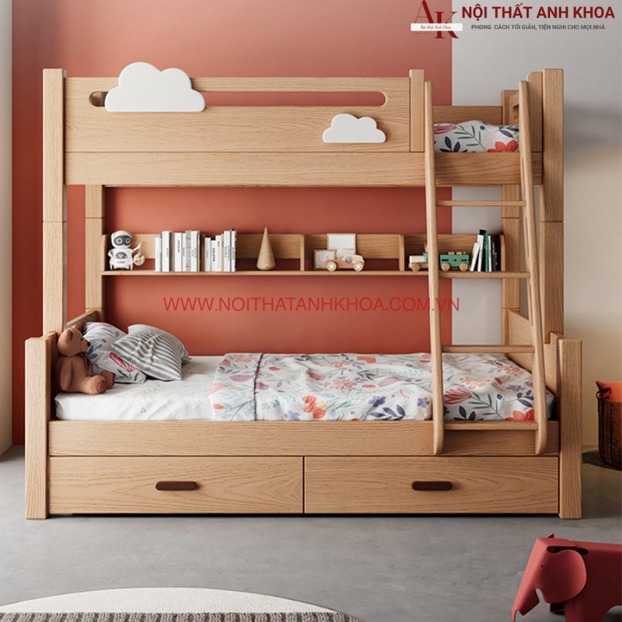 Giường tầng gỗ tự nhiên cao cấp chắc chắn