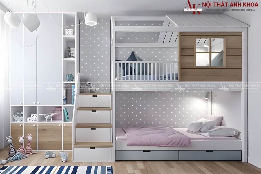 Giường tầng kéo tích hợp hộc tủ Giường tầng kéo tích hợp hộc tủ