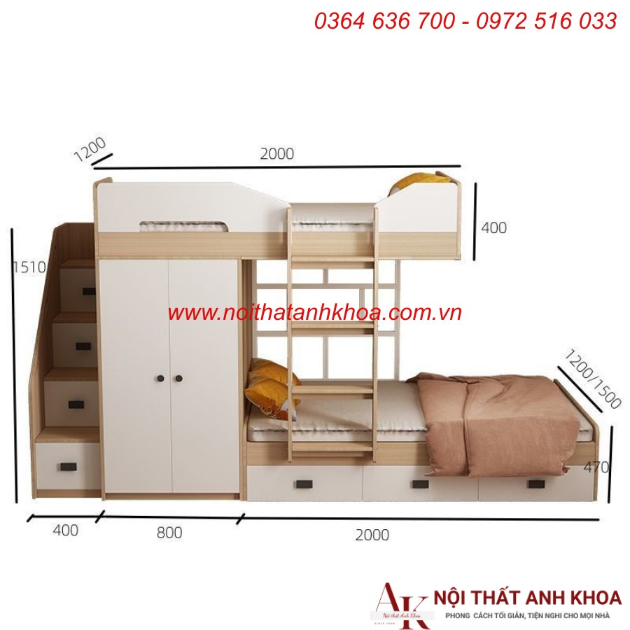 Giường Tầng Kết Hợp Tủ Quần Áo Gỗ Công Nghiệp Cho Bé Giường Tầng Kết Hợp Tủ Quần Áo Gỗ Công Nghiệp Cho Bé