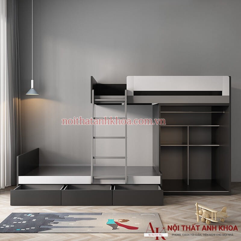 Giường Tầng Kết Hợp Tủ Quần Áo Gỗ Công Nghiệp Hiện Đại Giường Tầng Kết Hợp Tủ Quần Áo Gỗ Công Nghiệp Hiện Đại