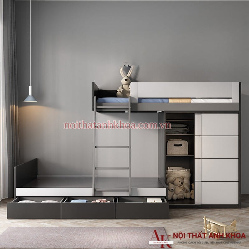 Giường Tầng Kết Hợp Tủ Quần Áo Gỗ Công Nghiệp Hiện Đại Giường Tầng Kết Hợp Tủ Quần Áo Gỗ Công Nghiệp Hiện Đại