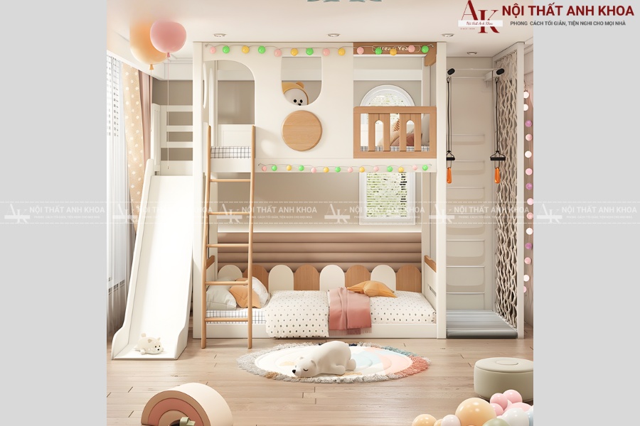 Giường tầng cho bé kết hợp hộc tủ siêu tiện dụng Giường tầng cho bé kết hợp hộc tủ siêu tiện dụng