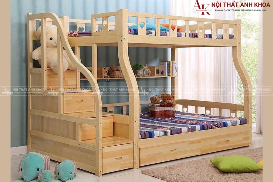 Giường tầng trẻ em gỗ tự nhiên bền đẹp và an toàn Giường tầng trẻ em gỗ tự nhiên bền đẹp và an toàn