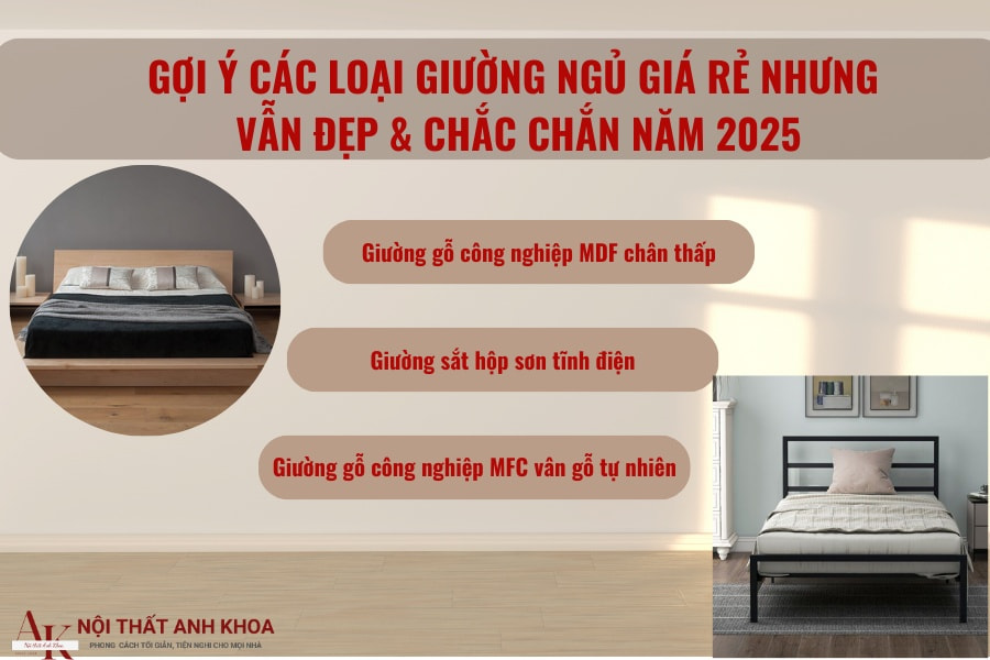 Gợi ý các loại giường ngủ giá rẻ nhưng vẫn đẹp & chắc chắn năm 2025 Gợi ý các loại giường ngủ giá rẻ nhưng vẫn đẹp & chắc chắn năm 2025
