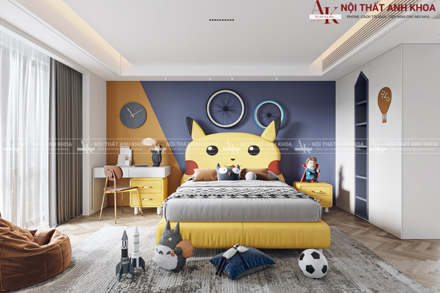 Phòng ngủ bé trai phong cách hoạt hình ngộ nghĩnh Phòng ngủ bé trai phong cách hoạt hình ngộ nghĩnh