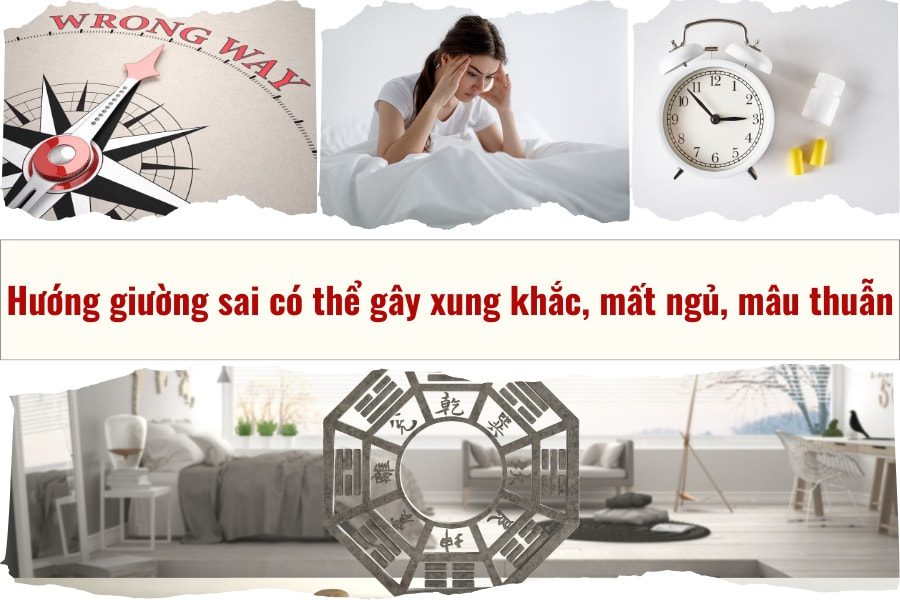 Hướng giường sai có thể gây xung khắc, mất ngủ, mâu thuẫn Hướng giường sai có thể gây xung khắc, mất ngủ, mâu thuẫn
