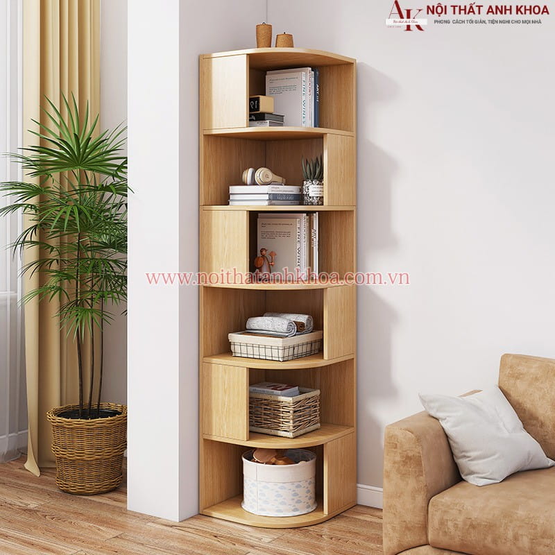 Kệ gỗ mdf góc tường cho phòng khách Kệ gỗ mdf góc tường cho phòng khách