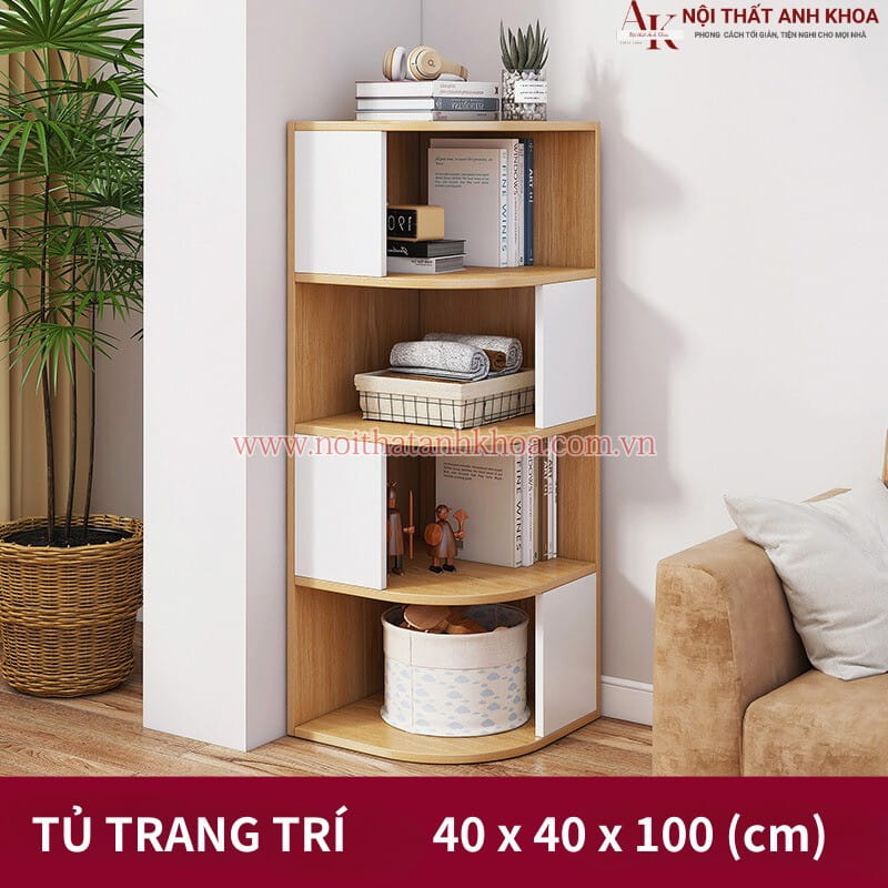 Kệ góc tường gỗ mdf đẹp, hiện đại (40 x 40 x 100cm) Kệ góc tường gỗ mdf đẹp, hiện đại (40 x 40 x 100cm)