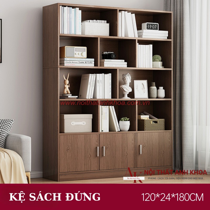 Kệ Sách Đứng Màu Nâu Gỗ Công Nghiệp MDF (KT: 120 x 180cm) Kệ Sách Đứng Màu Nâu Gỗ Công Nghiệp MDF (KT: 120 x 180cm)