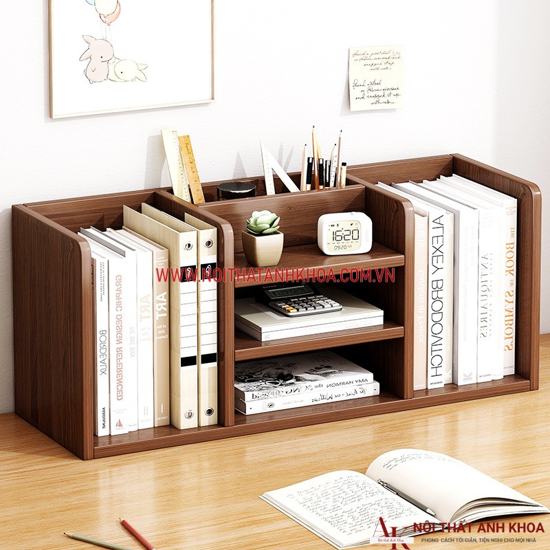 Kệ sách mini để bàn học đẹp hiện đại màu nâu Kệ sách mini để bàn học đẹp hiện đại màu nâu