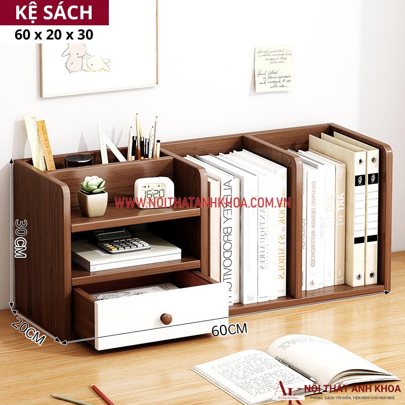 Kệ sách mini để bàn học đẹp hiện đại màu nâu Kệ sách mini để bàn học đẹp hiện đại màu nâu
