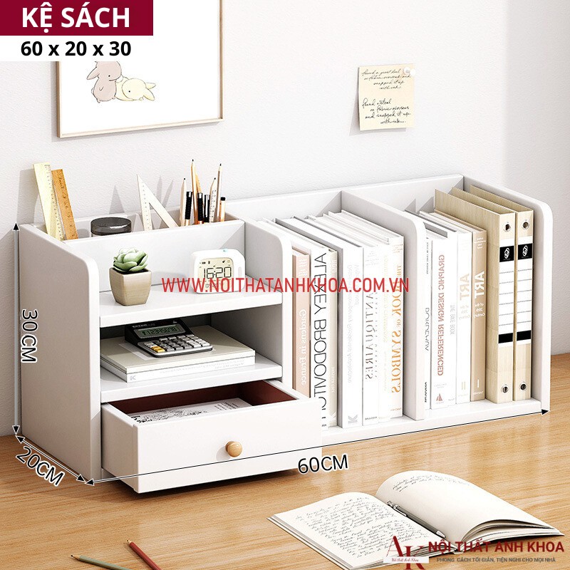 Kệ sách mini để bàn học đẹp hiện đại (kt: 60 x 20 x 30 cm) Kệ sách mini để bàn học đẹp hiện đại (kt: 60 x 20 x 30 cm)