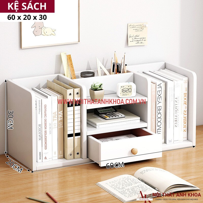 Kệ sách mini để bàn học đẹp hiện đại màu trắng Kệ sách mini để bàn học đẹp hiện đại màu trắng
