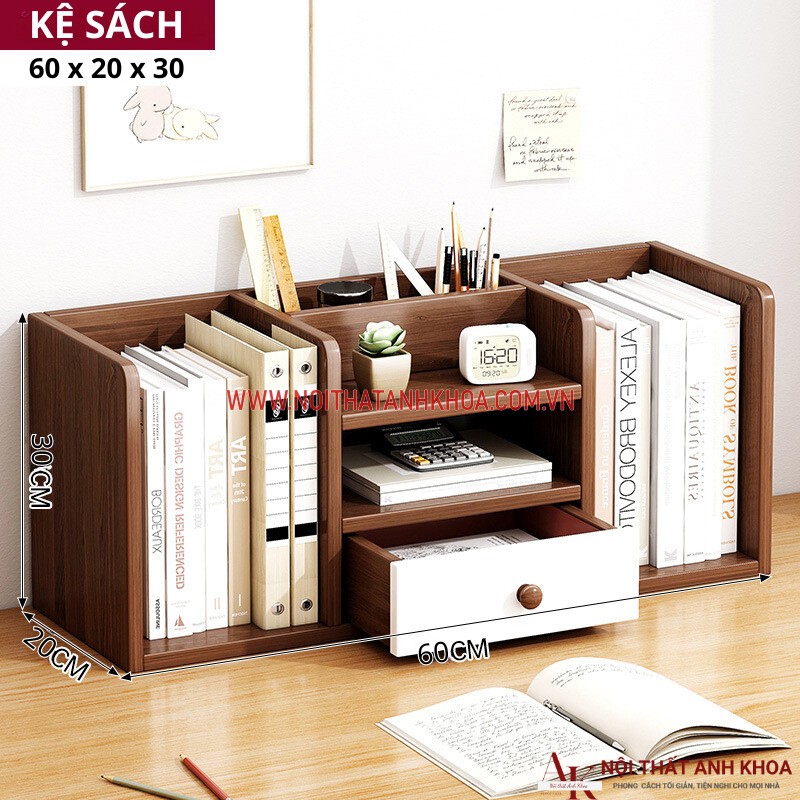 Kệ sách mini để bàn học đẹp hiện đại (kt: 60 x 20 x 30 cm) Kệ sách mini để bàn học đẹp hiện đại (kt: 60 x 20 x 30 cm)