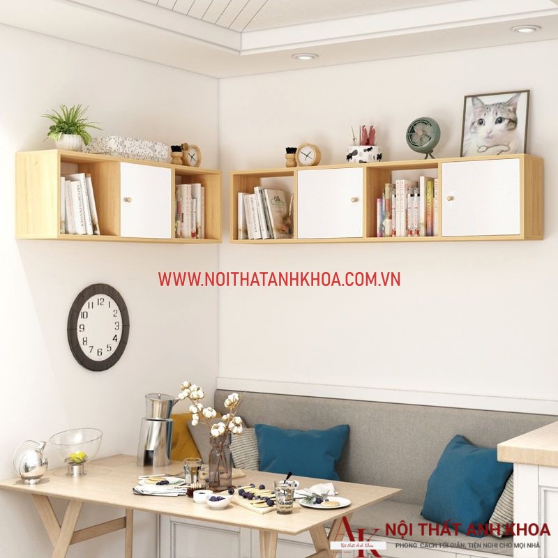 Kệ sách treo tường nhỏ gọn công nghiệp màu vàng phối trắng Kệ sách treo tường nhỏ gọn công nghiệp màu vàng phối trắng