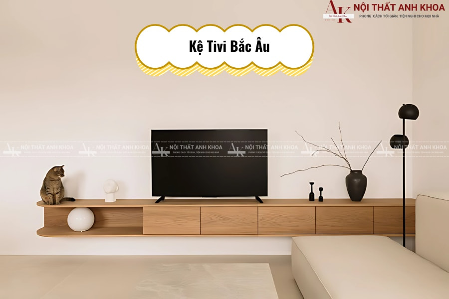 Kệ tivi MDF màu sáng - Phong cách Bắc Âu hiện đại Kệ tivi MDF màu sáng - Phong cách Bắc Âu hiện đại