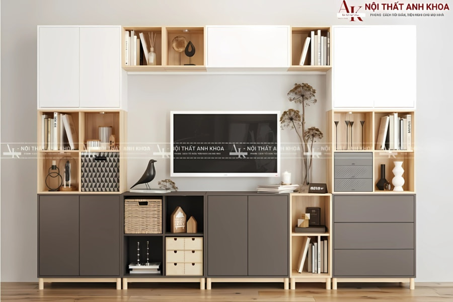 Kệ tivi gỗ công nghiệp có ngắn kéo - Tiện lợi và thẩm mỹ Kệ tivi gỗ công nghiệp có ngắn kéo - Tiện lợi và thẩm mỹ