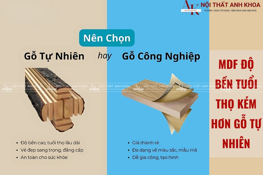 Gỗ MDF độ bền tuổi thọ kém hơn gỗ tự nhiên Gỗ MDF độ bền tuổi thọ kém hơn gỗ tự nhiên