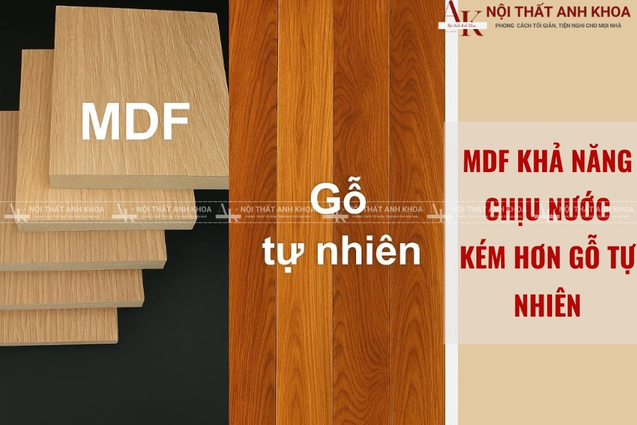 Gỗ MDF khả năng chịu nước kém hơn gỗ tự nhiên Gỗ MDF khả năng chịu nước kém hơn gỗ tự nhiên