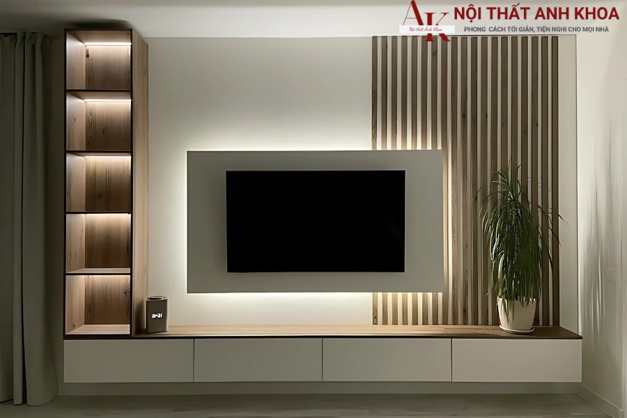 Kệ tivi kết hợp vách ngăn CNC  Kệ tivi kết hợp vách ngăn CNC
