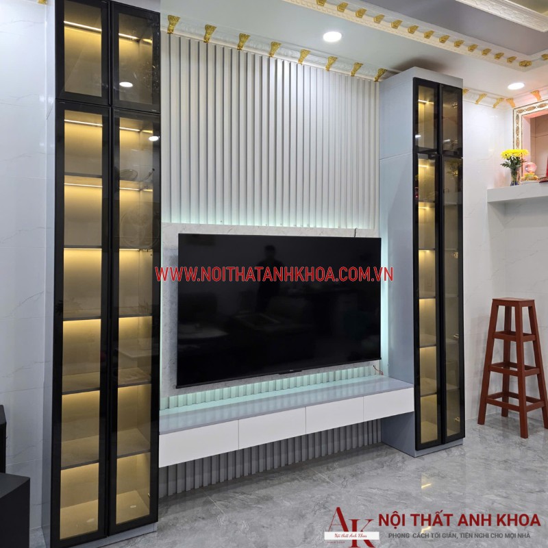 Kệ tivi phòng khách kết hợp tủ cánh kính đẹp hiện đại Đẹp Hiện Đại Kệ tivi phòng khách kết hợp tủ cánh kính đẹp hiện đại