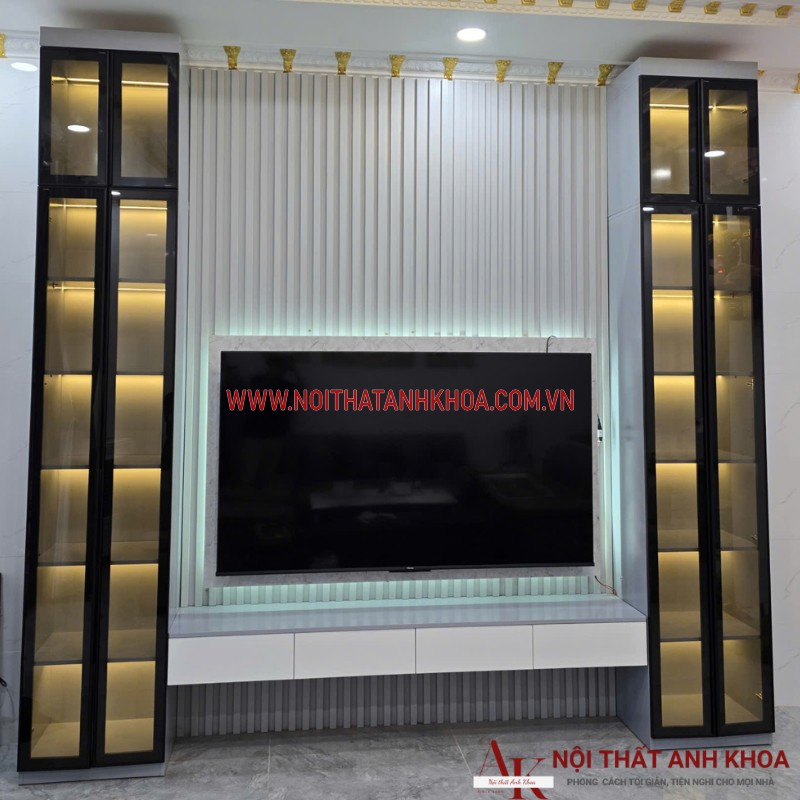Kệ tivi phòng khách kết hợp tủ cánh kính đẹp hiện đại Đẹp Hiện Đại Kệ tivi phòng khách kết hợp tủ cánh kính đẹp hiện đại