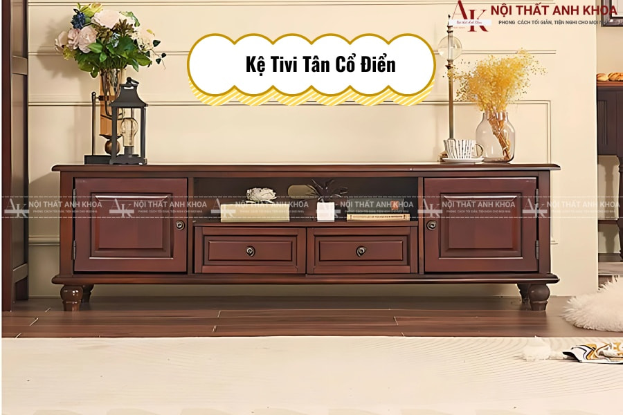 Kệ tivi tân cổ điển, phù hợp nhà phố hiện đại Kệ tivi tân cổ điển, phù hợp nhà phố hiện đại