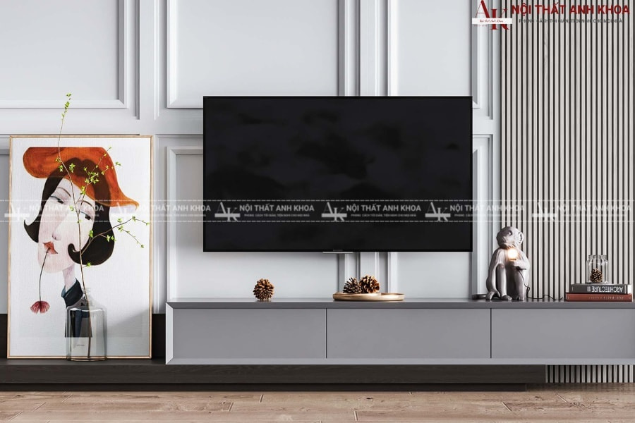 Thiết kế kệ tivi treo gỗ công nghiệp đa năng - Tối ưu diện tích Thiết kế kệ tivi treo gỗ công nghiệp đa năng - Tối ưu diện tích