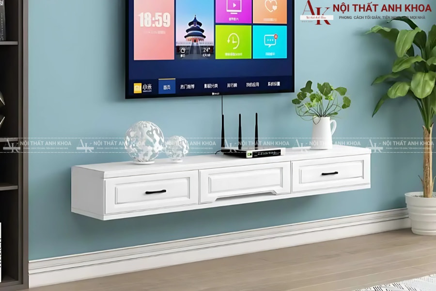 Kệ tivi gỗ công nghiệp treo đẹp, lắp đặt dễ dàng Kệ tivi gỗ công nghiệp treo đẹp, lắp đặt dễ dàng