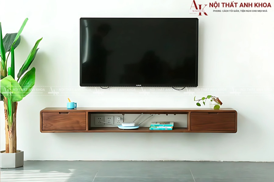 Kệ tivi gỗ MDF treo tường - Tối ưu không gian phòng khách Kệ tivi gỗ MDF treo tường - Tối ưu không gian phòng khách