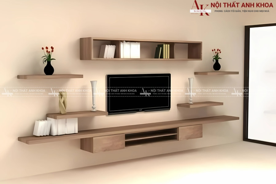 Kệ tivi treo tường MDF - Tinh tế trong từng chi tiết  Kệ tivi treo tường MDF - Tinh tế trong từng chi tiết