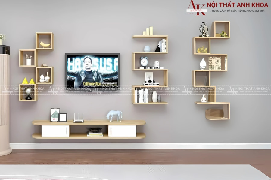 Kệ tivi treo tường gỗ MDF hiện đại - Tiết kiệm diện tích Kệ tivi treo tường gỗ MDF hiện đại - Tiết kiệm diện tích