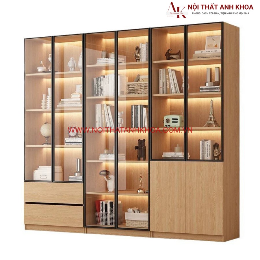 Kệ tủ trang trí gỗ công nghiệp kết hợp cánh kính có led đẹp, sang trọng Kệ tủ trang trí gỗ công nghiệp kết hợp cánh kính có led đẹp, sang trọng