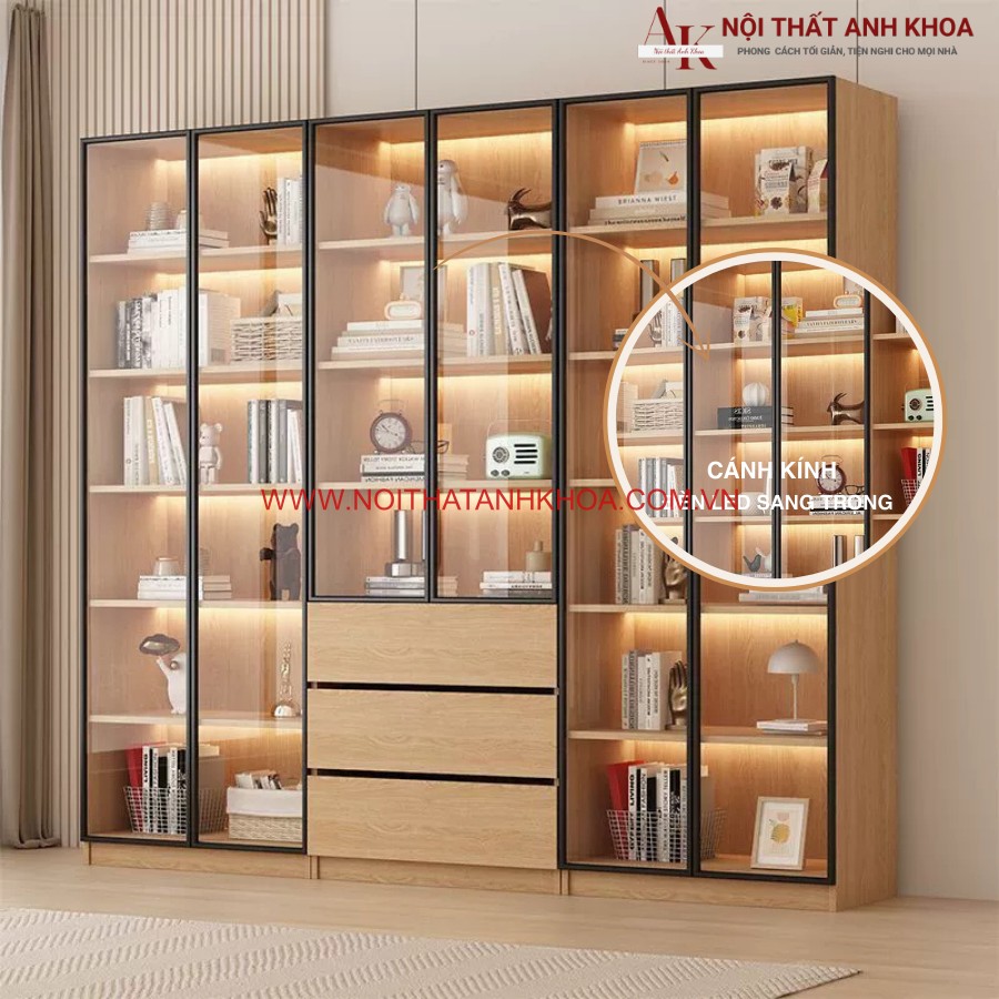 Kệ tủ trang trí gỗ công nghiệp cánh kính kết hợp led đẹp hiện đại Kệ tủ trang trí gỗ công nghiệp cánh kính kết hợp led đẹp hiện đại