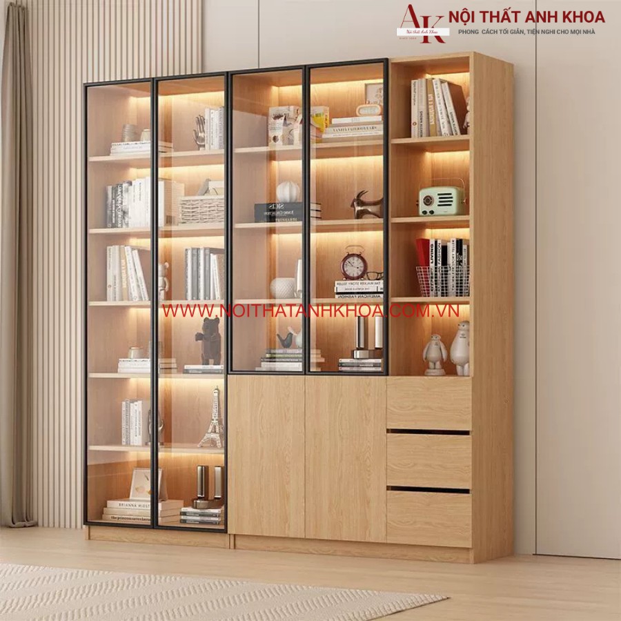 Kệ tủ trang trí gỗ MDF màu vàng vân gỗ ấm áp Kệ tủ trang trí gỗ MDF màu vàng vân gỗ ấm áp