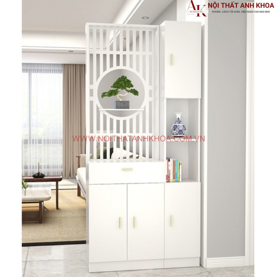 Kệ vách ngăn phòng khách gỗ công nghiệp màu trắng đẹp hiện đại Kệ vách ngăn phòng khách gỗ công nghiệp màu trắng đẹp hiện đại