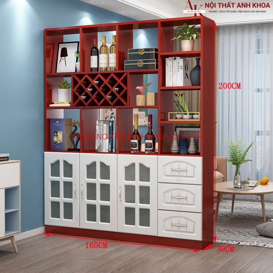 Kệ vách ngăn phòng khách gỗ công nghiệp màu xoan đào phối trắng đẹp, hiện đại  Kệ vách ngăn phòng khách gỗ công nghiệp màu xoan đào phối trắng đẹp, hiện đại