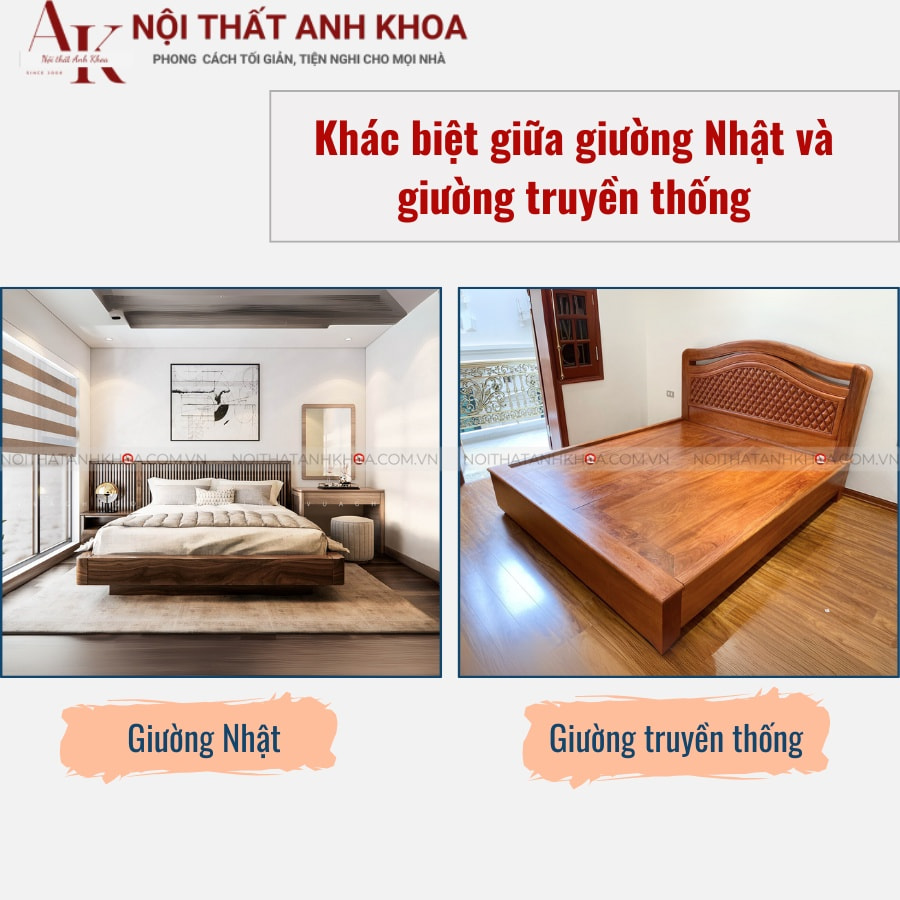 Khác biệt giữa giường Nhật và giường truyền thống Khác biệt giữa giường Nhật và giường truyền thống